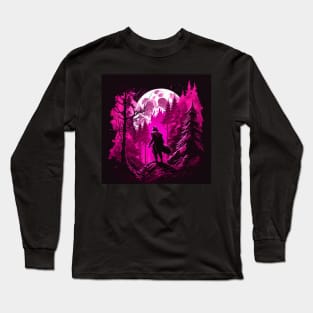 Quirky Magenta Werewolf Long Sleeve T-Shirt